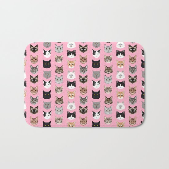 Cute Cat breed faces smiling kitten must have gifts for cat lady cat man cat lover unique pets Bath Mat