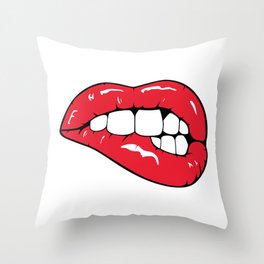 Red Lips Pop art Throw Pillow