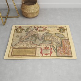 Vintage Map Print - 1608 Map of the Roman Empire Rug