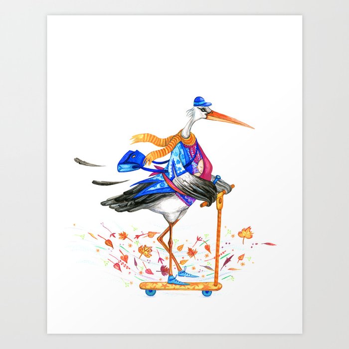 Delivery Stork Art Print By Veronica Angelescu Society6