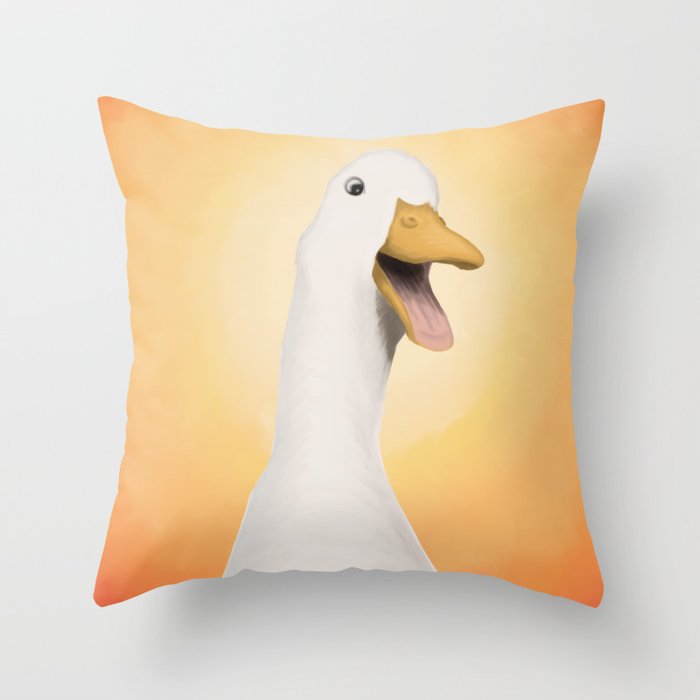 A Very Happy Duck Throw Pillow