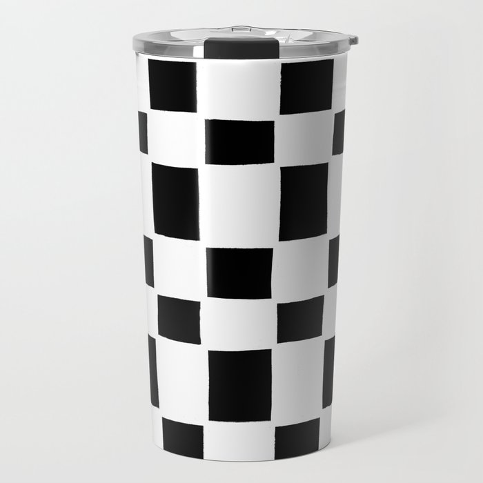 Tipsy checker in black and white Travel Mug