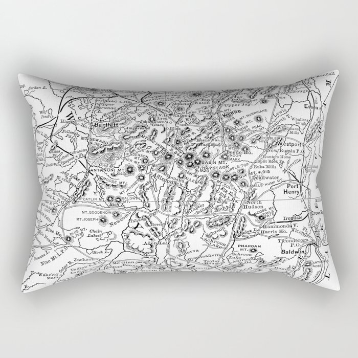 Adirondack Mountains Map Rectangular Pillow