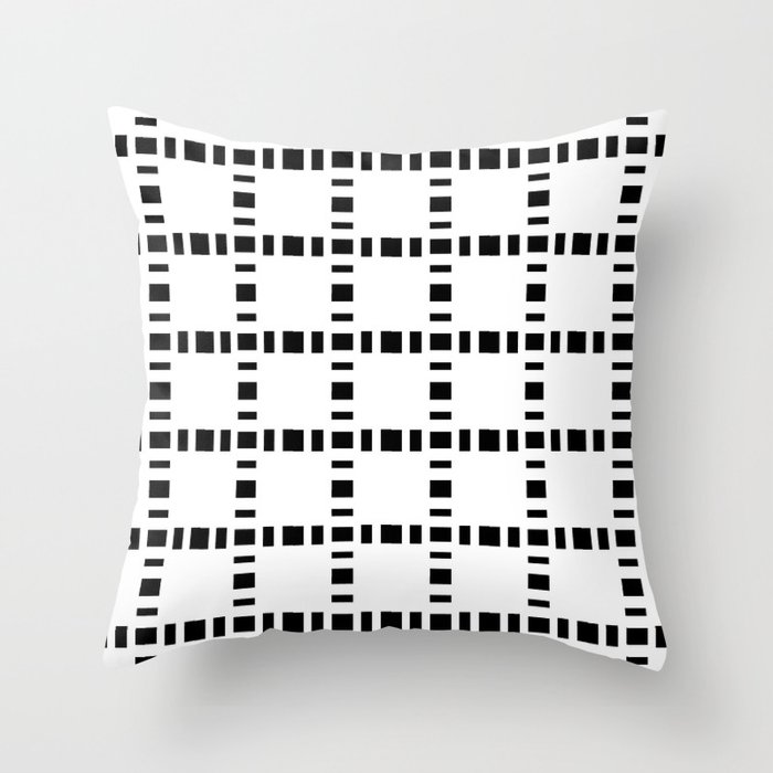 square and tartan 8 black and white Throw Pillow