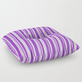 [ Thumbnail: Light Gray & Dark Orchid Colored Striped/Lined Pattern Floor Pillow ]