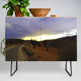 Landscape sunset photo blue sky with clouds Credenza