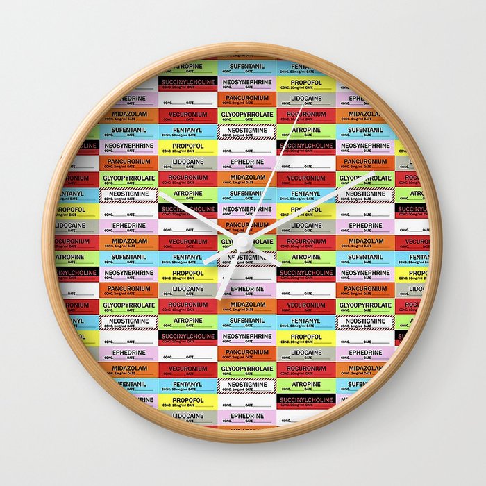 Anesthesia Labels Wall Clock