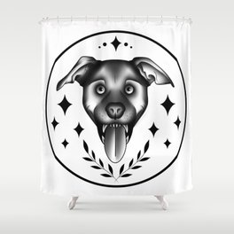 Metal Puppy Shower Curtain