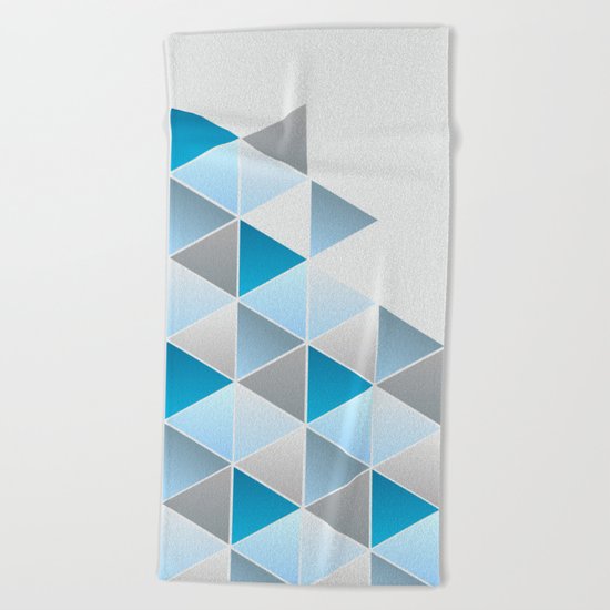 Triangles Blue Gray Geometric Beach Towel