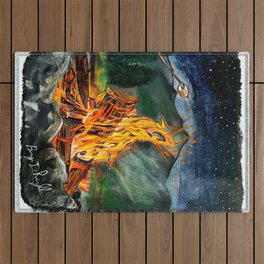 'Life Goals' Original Campfire Pastels Art - by Dark Mountain Arts Outdoor Rug