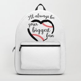 Mom Baseball Quote Heart Laces Always Biggest Fan Family design Backpack
