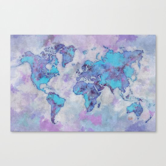 World Map Purple Canvas Print