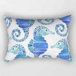 Seahorse - Blue  Rectangular Pillow