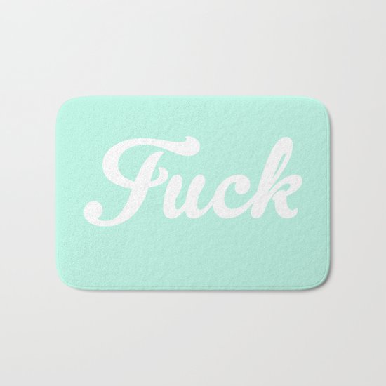 Vintage Pastel Mint Fuck Boho Hipster Typography Bath Mat