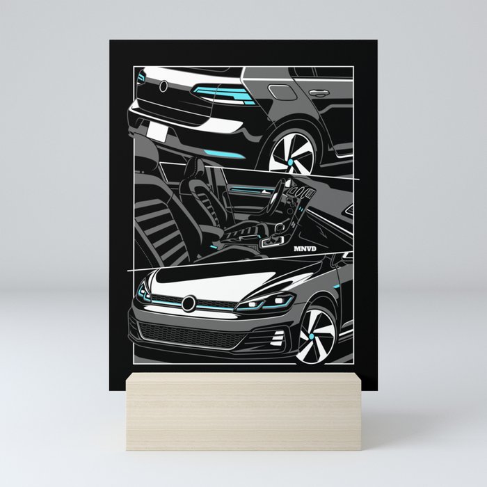 Mk7 GTI Car Illustration Mini Art Print