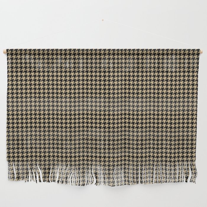 Christmas Gold and Black Houndstooth Check Wall Hanging