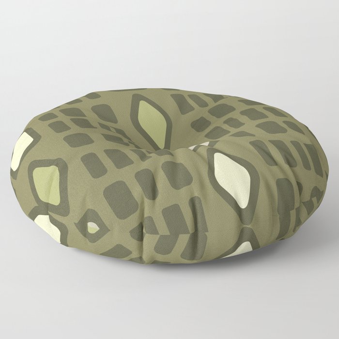 Retro Diamonds Rectangles Olive Green Floor Pillow