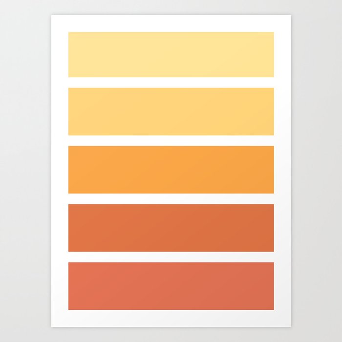 Stripes sunny orange and yellow happy mood color pallet swatch Art Print