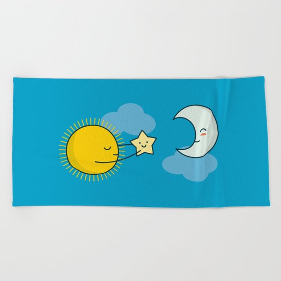 Sun and Moon - Cute Doodles Beach Towel