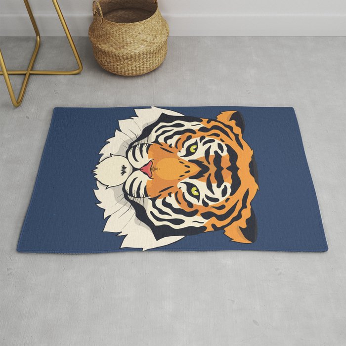 a tiger head looking straight. tiger face, tigers Rug
