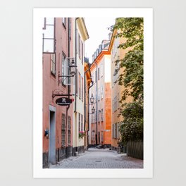 Pastel architecture in Stockholm city - travel photography wall art print Art Print