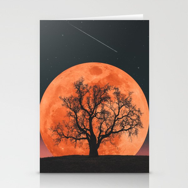 Blood Moon and Winter Tree Stationery Cards