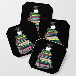 Coffee and books with heart drawing reader gifts Coaster