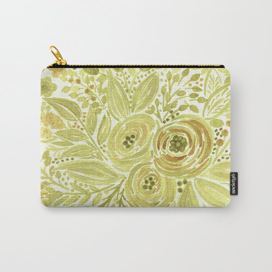 Watercolor . Yellow green bouquet . Carry-All Pouch