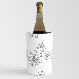 Daisy Floral Pattern Minimal White & Grey Wine Chiller