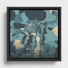 Kutaisi, Georgia - Cream Blue Framed Canvas