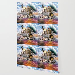Space Desert African Animal Animals Group Scene  Wallpaper