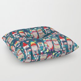 I gnome you // dark teal background little happy and lovely gnomes with rainbows vivid red hearts Floor Pillow