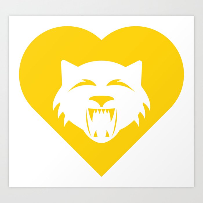 Wildcat Mascot Cares Yellow Art Print