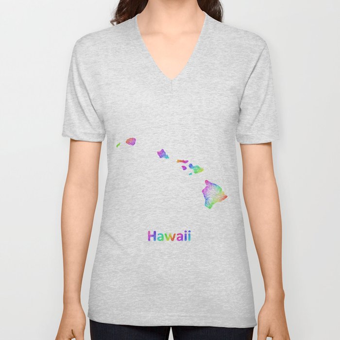 Rainbow Hawaii map V Neck T Shirt