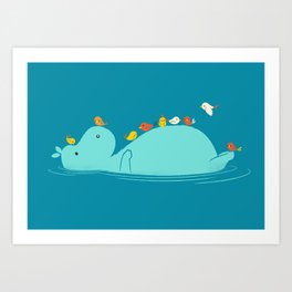 Floating Hippo Art Print