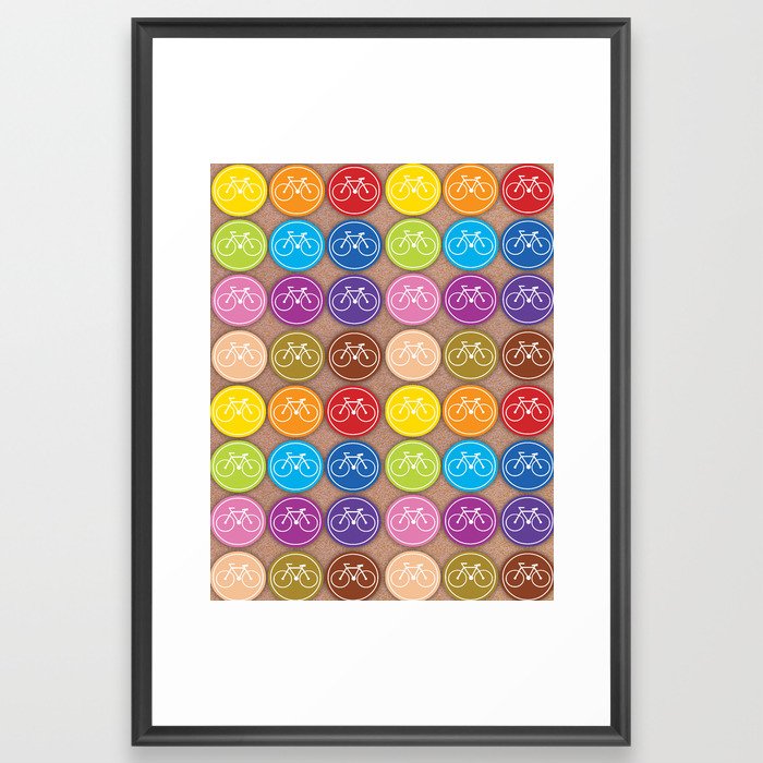 Multicolored Bicycles Icons Framed Art Print