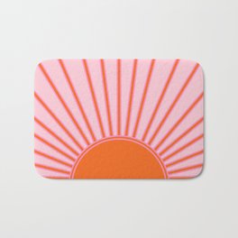 Sun Print Sunrise Sunshine Pastel Pink And Orange Retro Sun Wall Art Vintage Boho Modern Abstract Bath Mat