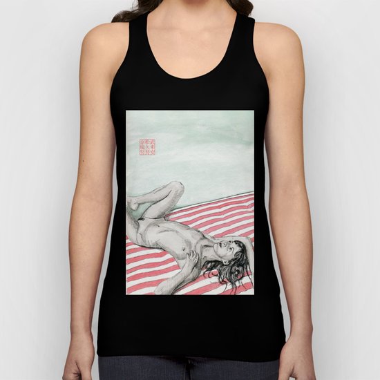 Girl on a Bed Unisex Tank Top