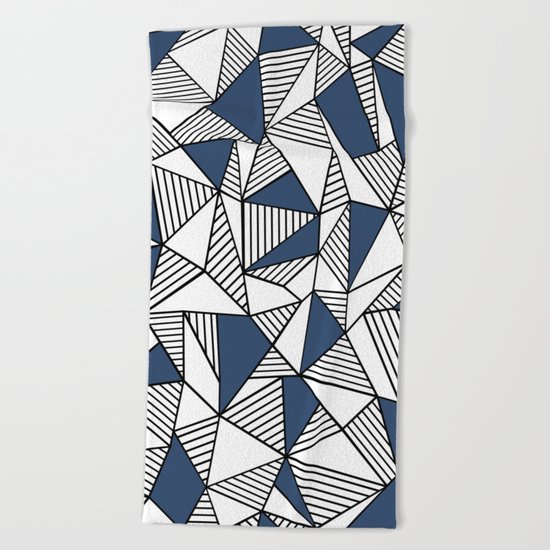 Abstraction Lines with Navy Blocks Beach Towel