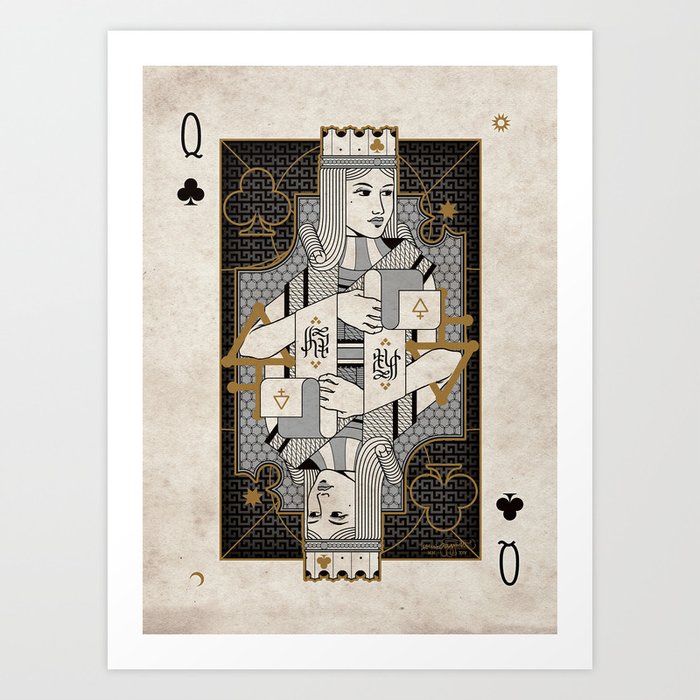 Heretic Playing Cards - Queen of Clubs Art Print
