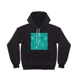 Midcentury MCM Rounded Rectangles Turquoise Hoody