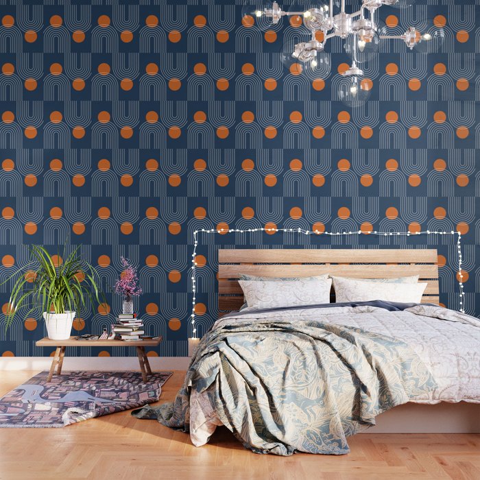 Orange and navy wallpaper sale