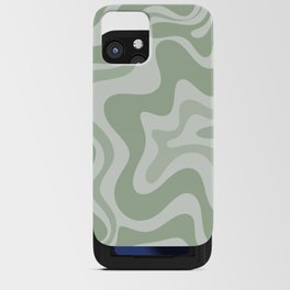 Retro Liquid Swirl Abstract Pattern Sage iPhone Card Case
