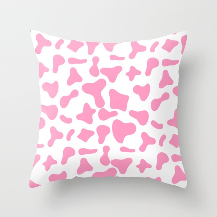 Pink Cow Pattern Throw Pillow