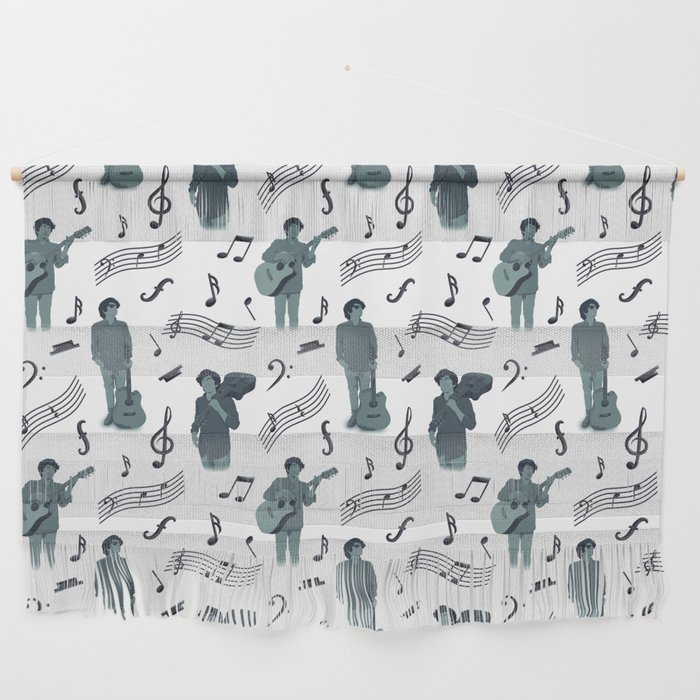 young guitarist musician with music notes Wall Hanging