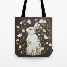 White Rabbit Floral Tote Bag