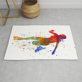 Woman in roller skates 12 in watercolor Rug | Inlineskates, People, One, Sideviews, Practicing, Sports, Rollerblades, Rollerblading, Isolated, Sport 