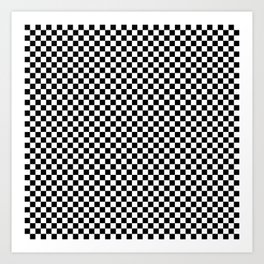 Black and white checkerboard background-black board checker Art Print