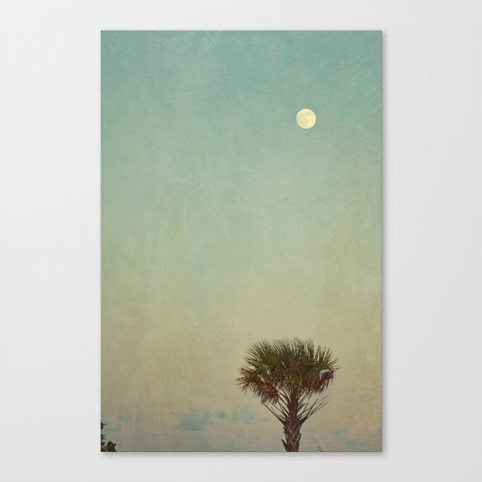 Full Moon and Palm Tree Canvas Print