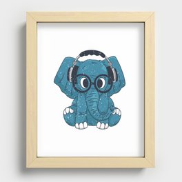 Elephant with glasses cute cartoon elephant Recessed Framed Print